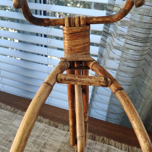 Bamboo Large Tricycle Big Wheel Vintage Plant Stand 17" - Picture 5 of 13